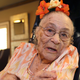 Supercentenarian Gertrude Weaver poses for a photo on her 116th birthday.